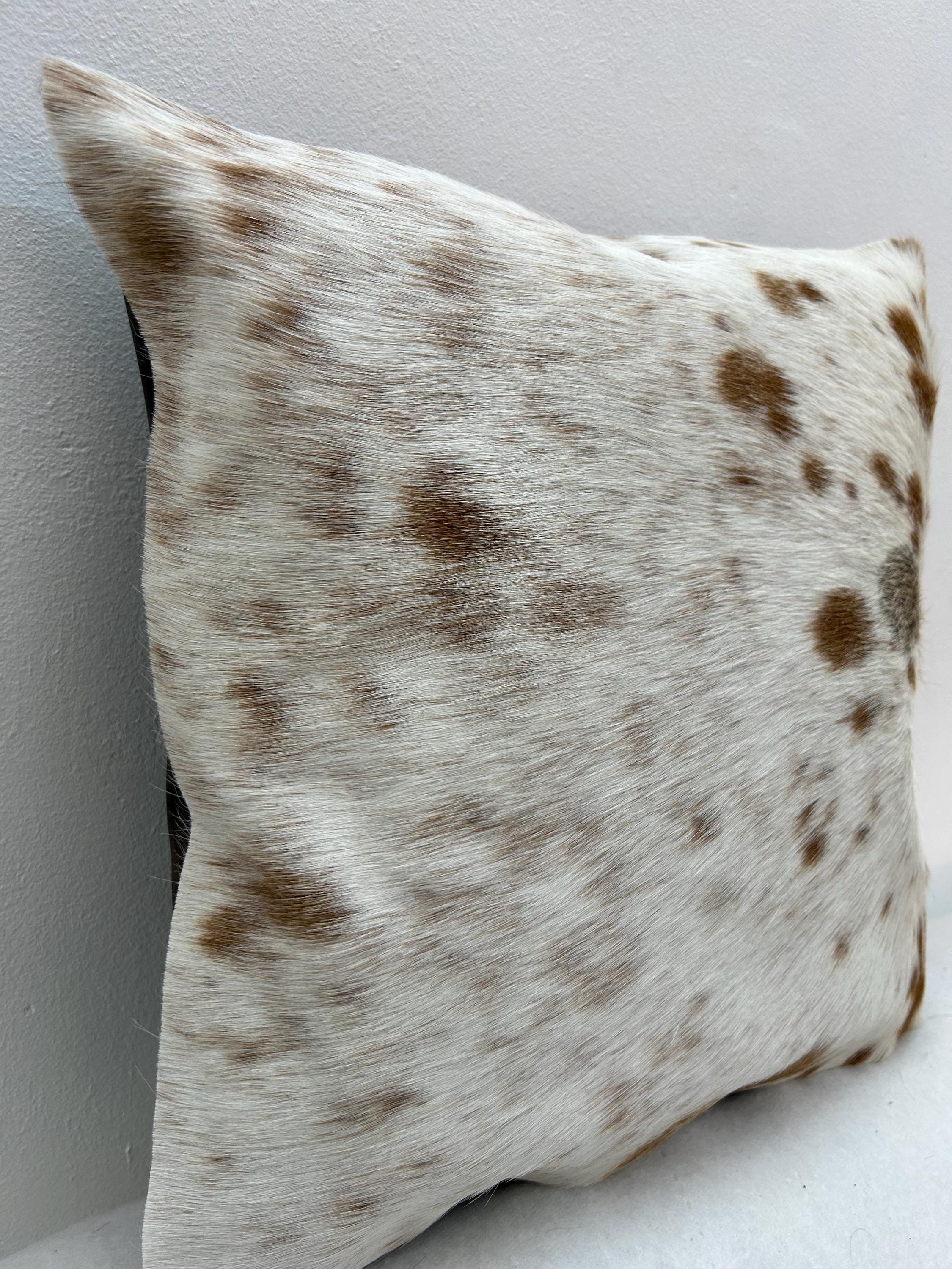 Luxurious Black & White Cowhide Cushion Cover - Hair-on Hide Leather, Rustic Décor, Eco-Friendly, Durable, Versatile - Hidden Zipper