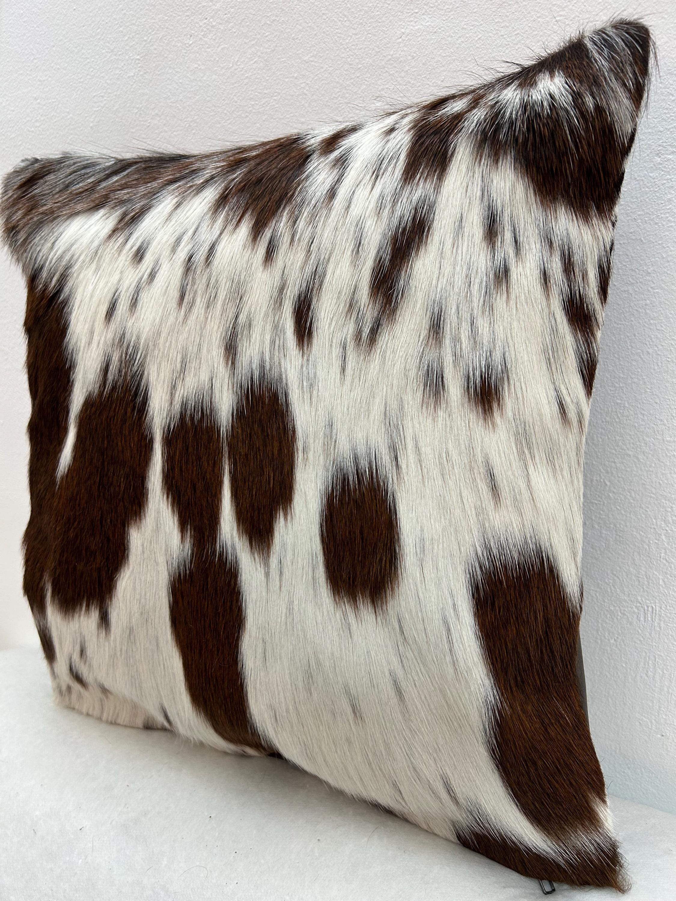 Stylish Rustic Cowhide Cushion Cover | Natural Hair-on Leather | Black White Pattern | Eco-friendly Decor Piece for Home