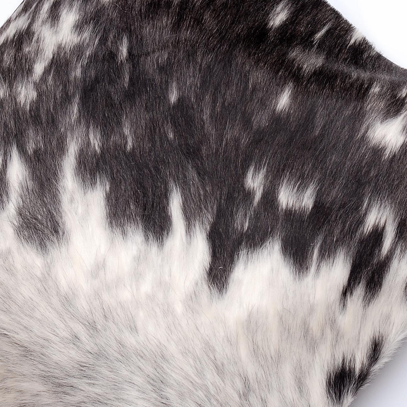 Luxurious Handmade Brown and White Cowhide Cushion Cover with Faux Leather Back - Rustic Elegance for Sofa or Bed