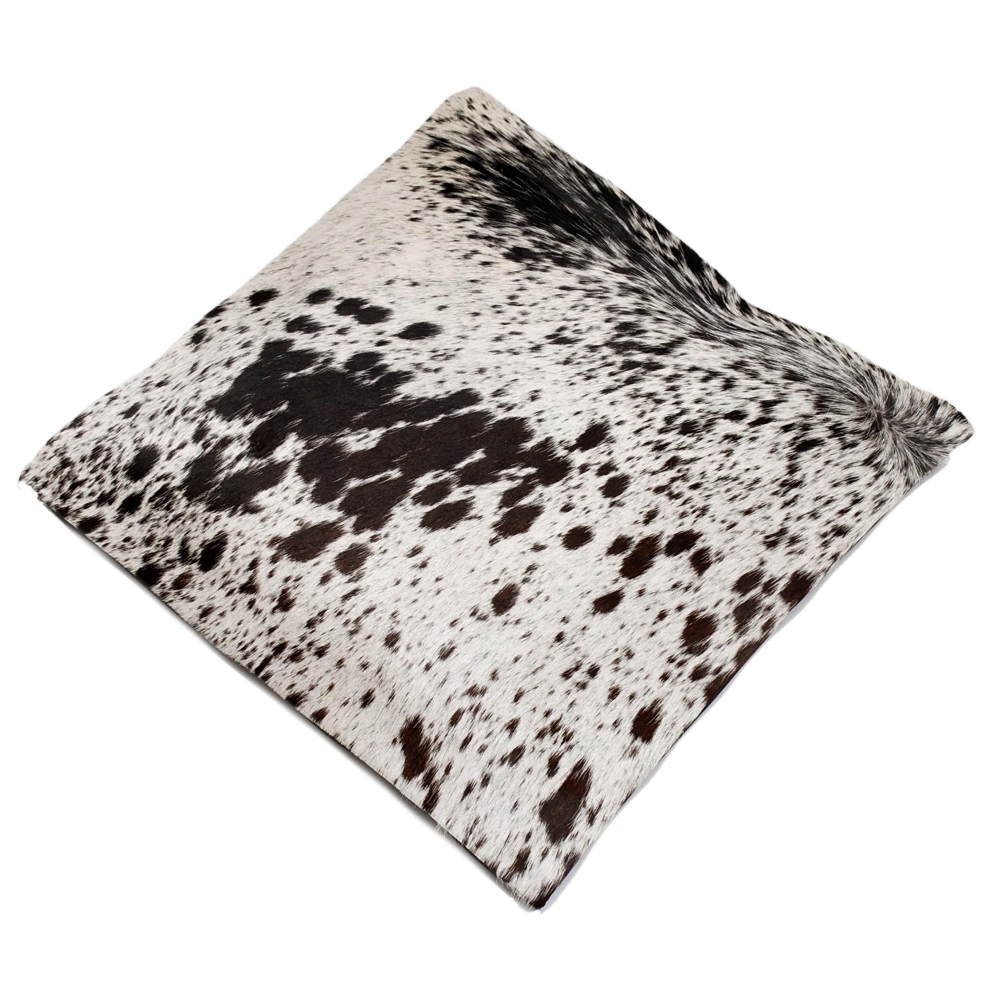 Luxury Handmade Brown and White Cowhide Accent Cushion Cover for Sofa - Rustic Elegance and Natural Beauty for Home Decor - Celestial Leather Limited