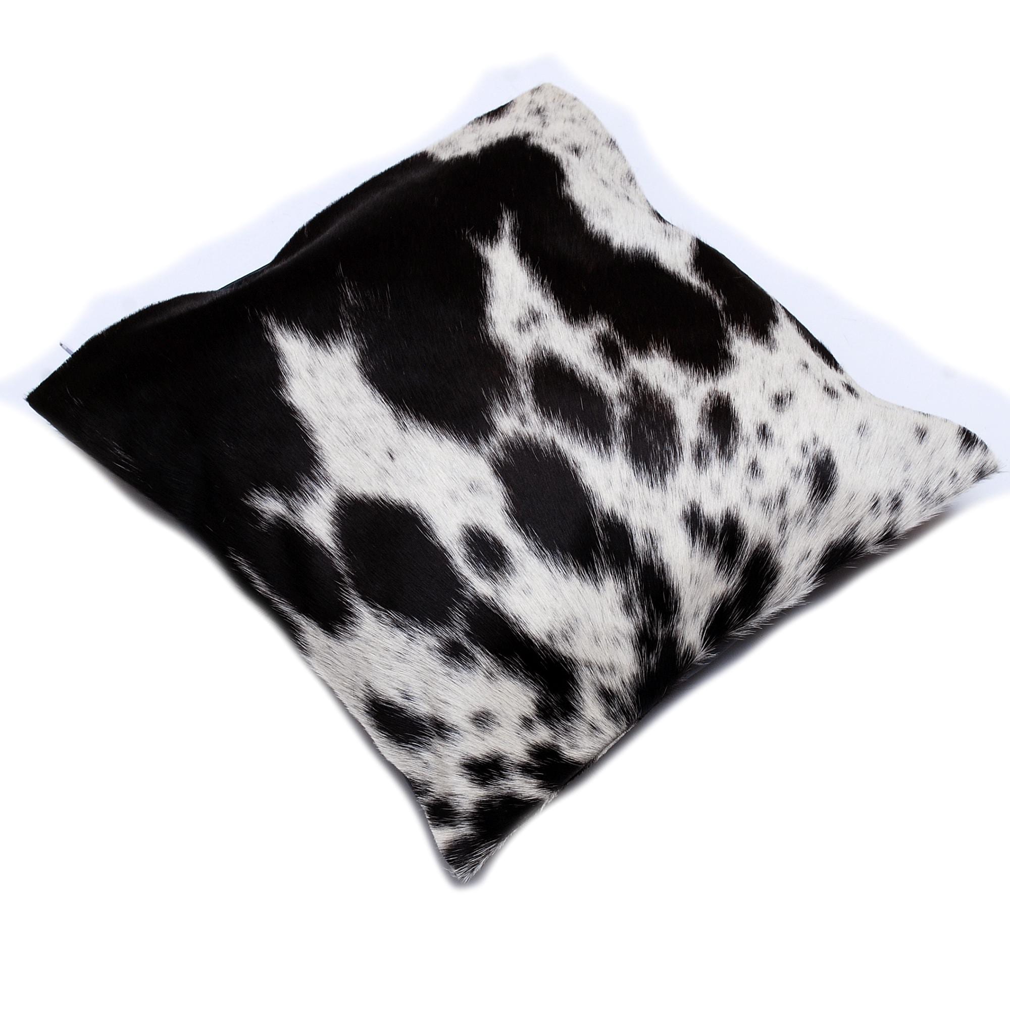 Luxurious Handmade Brown and White Cowhide Cushion Cover with Faux Leather Back - Rustic Elegance and Natural Beauty - 100% Natural Cowhide