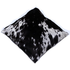 Luxurious Handmade Brown & White Cowhide Cushion Cover with Faux Leather Back