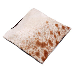 Luxurious Brown and White Cowhide Throw Cushion Cover with Rustic Charm and Natural Beauty
