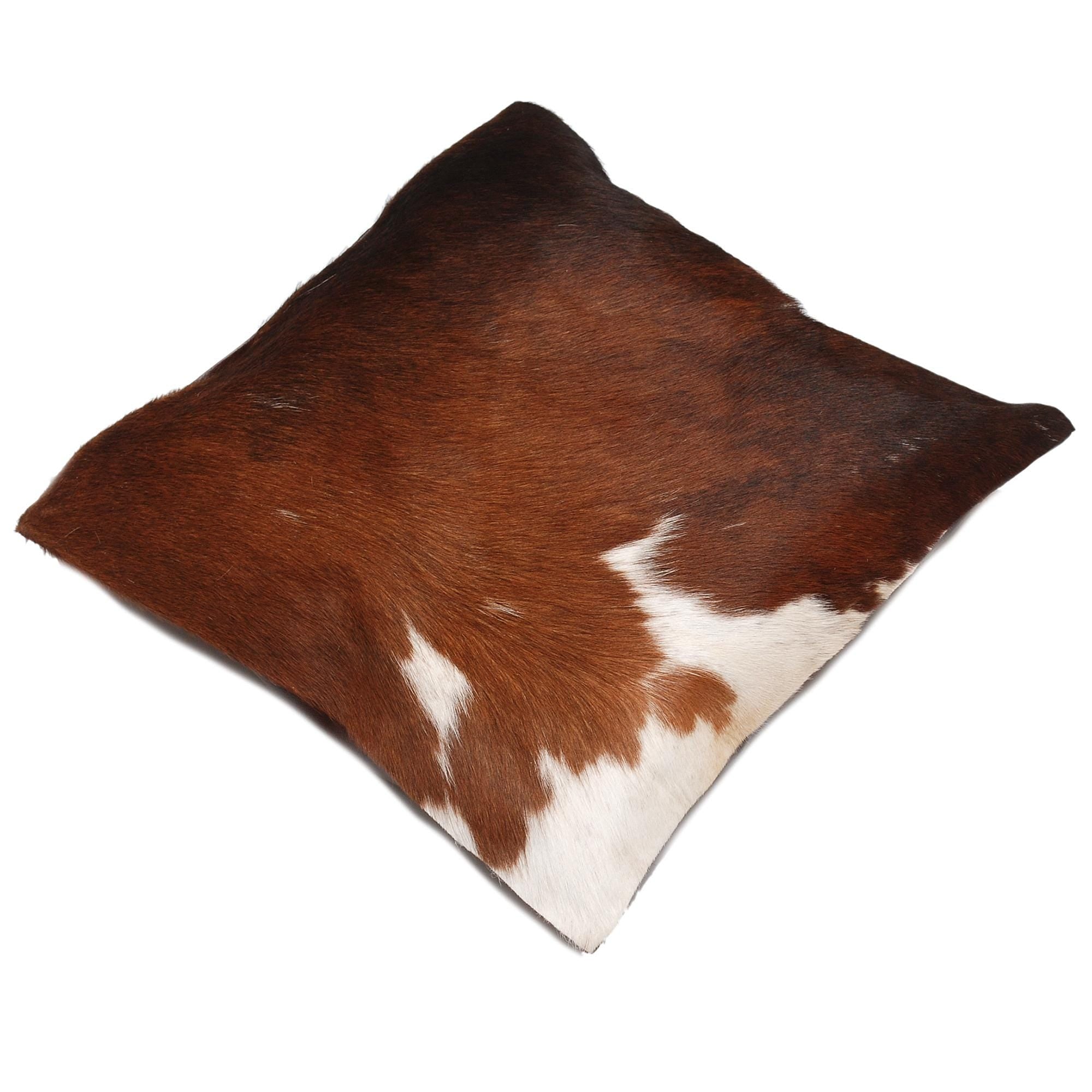 Luxurious Handmade Brown and White Cowhide Accent Cushion Cover for Sofa - Rustic Elegance - Natural Beauty - Unique Animal Patterns - Gift