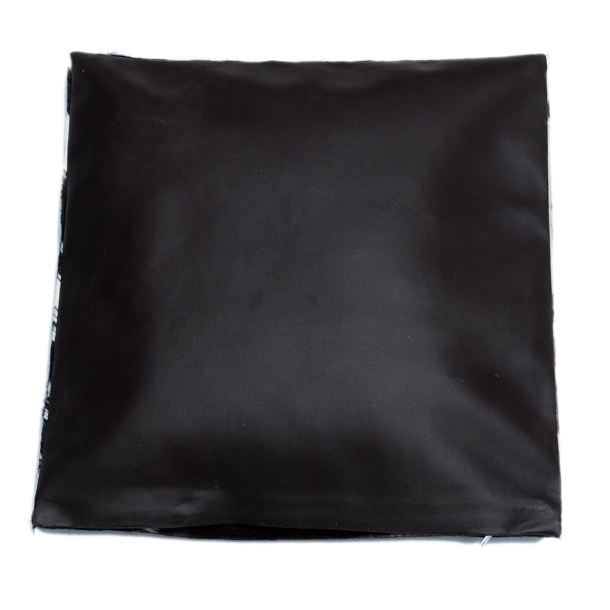 Luxurious Brown and White Cowhide Cushion Cover - Handmade Animal Pattern, Natural Hair on Leather, Rustic Charm, 100% Natural Cowhide - Celestial Leather Limited