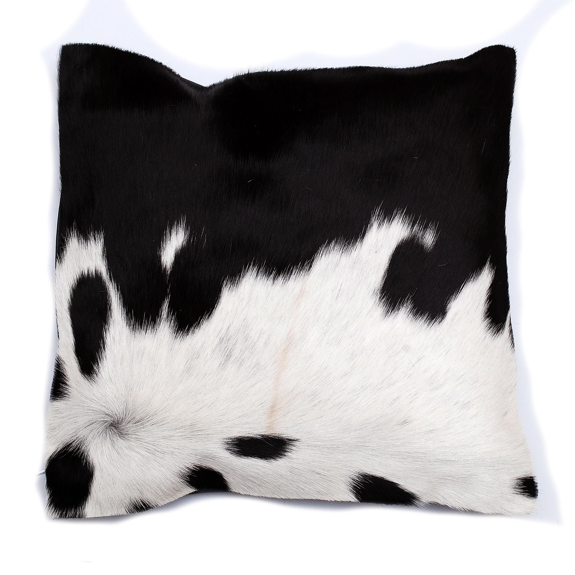 Luxurious Handmade Brown & White Cowhide Cushion Cover with Soft Faux Leather Back - Rustic Elegance for Sofa or Bed