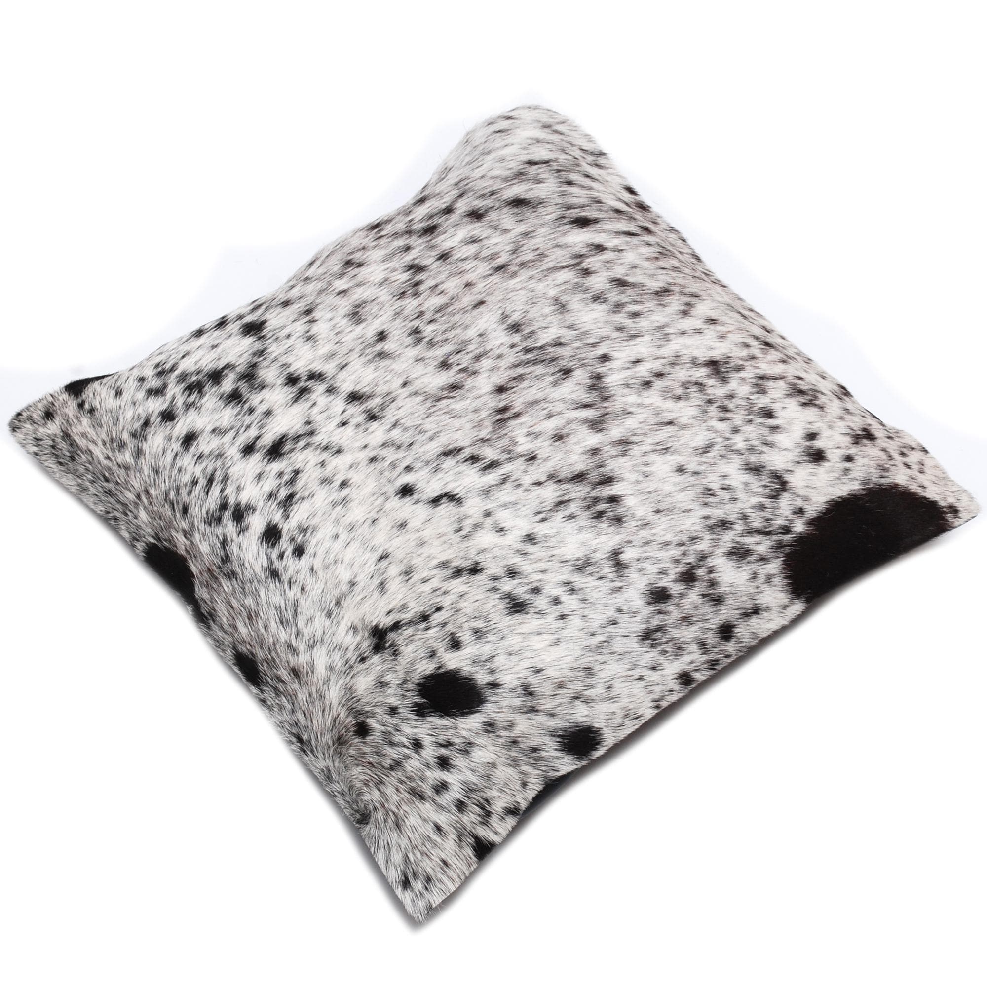 Luxurious Handmade Brown and White Cowhide Cushion Cover with Soft Faux Leather Back - Celestial Leather Limited