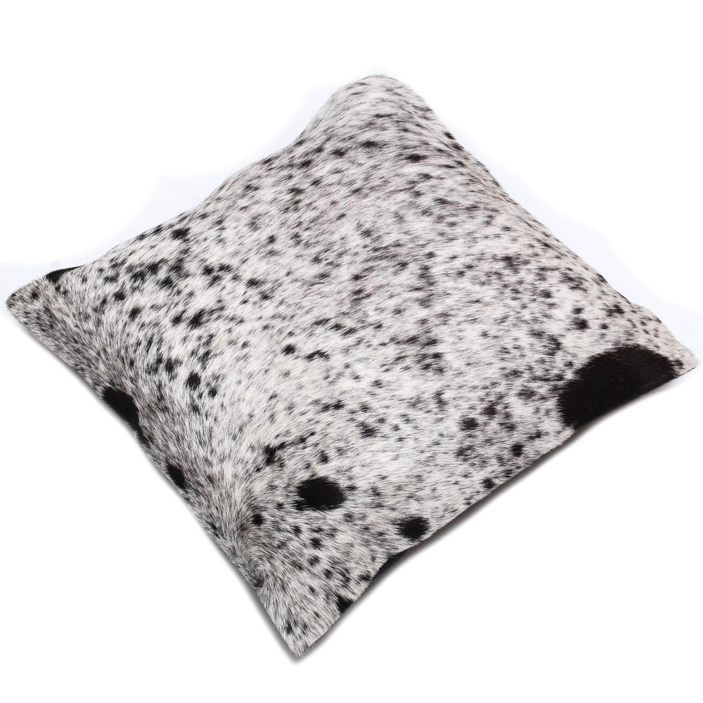 Luxurious Handmade Brown and White Cowhide Cushion Cover with Soft Faux Leather Back - Celestial Leather Limited