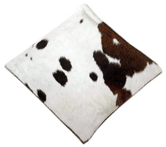 Rustic Elegance: Handcrafted Black & White Cowhide Cushion Cover with Faux Leather Back - Unique Patterns, Luxurious Comfort - Durable Build