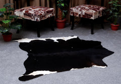 Luxurious Black & White Cowhide Rug for Elegant Home Décor - Natural Beauty, Hypoallergenic - Non-slippery - Large Size - Free UK Shipping