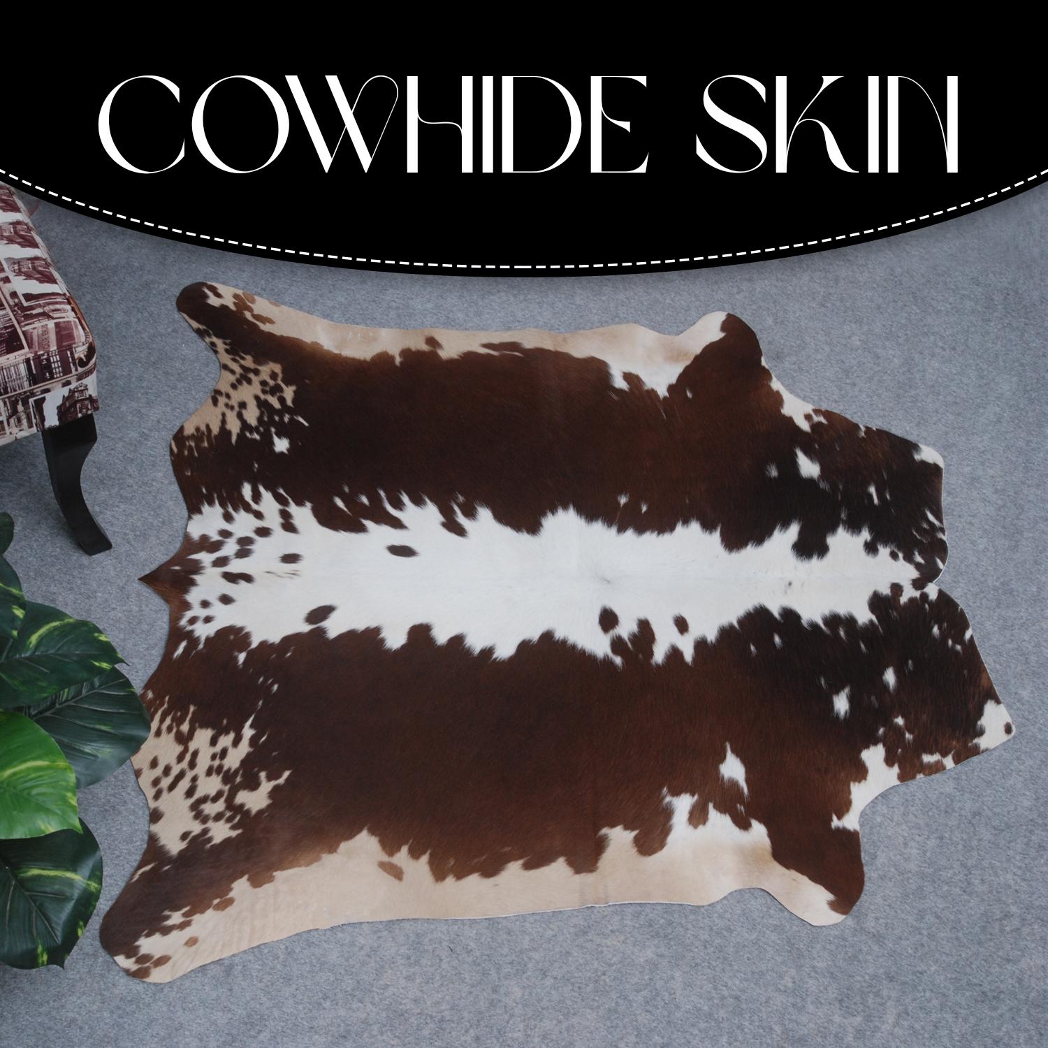 Luxurious Dark Brown Cowhide Rug with Small Animal Pattern - Handcrafted, Hypoallergenic & Non-Slip Suede Back - Free UK Shipping included