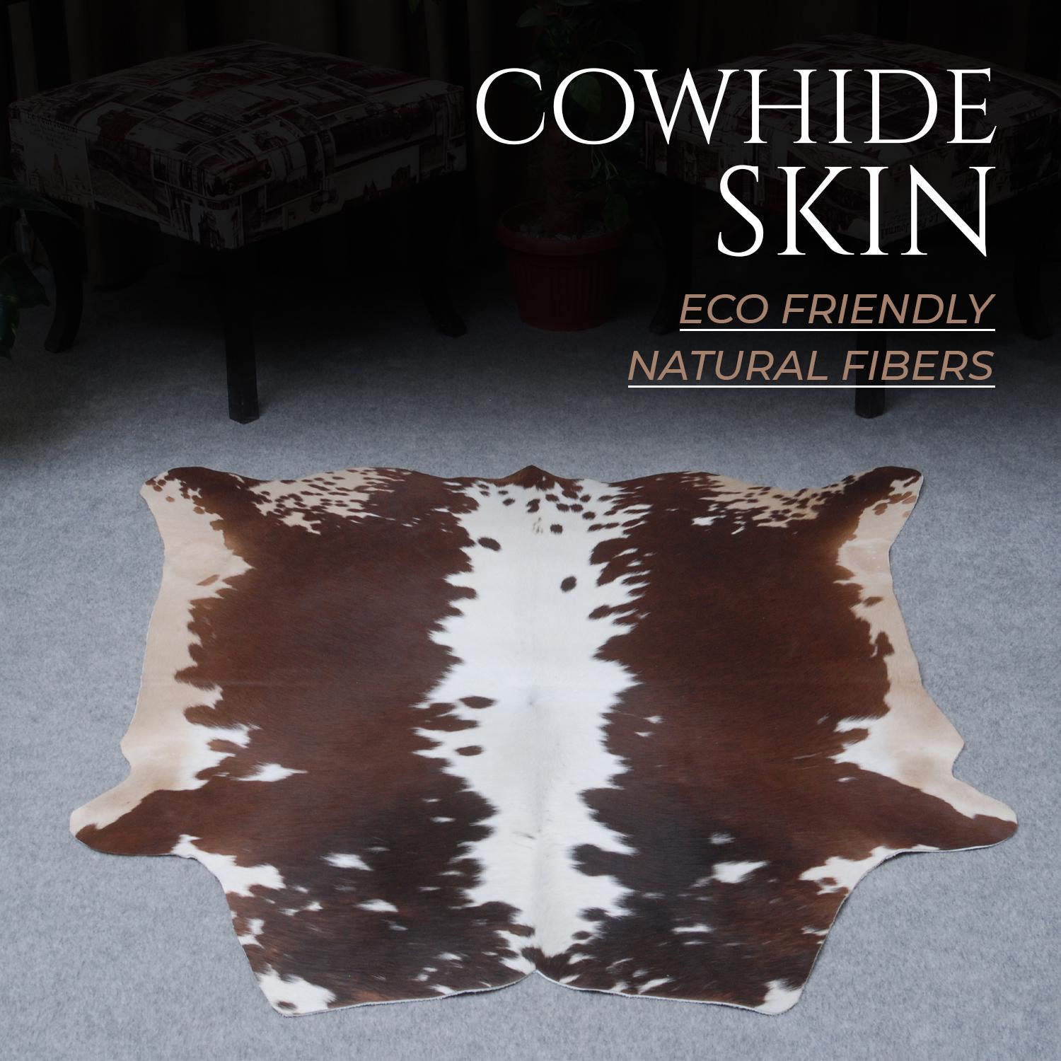Luxurious Dark Brown Cowhide Rug with Small Animal Pattern - Handcrafted, Hypoallergenic & Non-Slip Suede Back - Free UK Shipping included