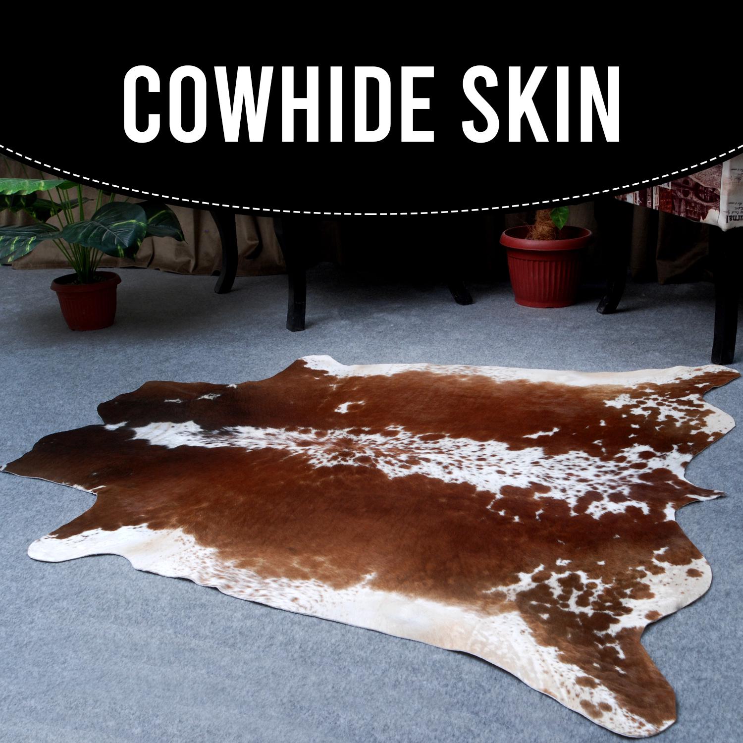 Luxurious Multicolour Cowhide Rug with Animal Print - Handmade, Hypoallergenic, Non-Slip Backing - Unique and Elegant Home Decor Piece