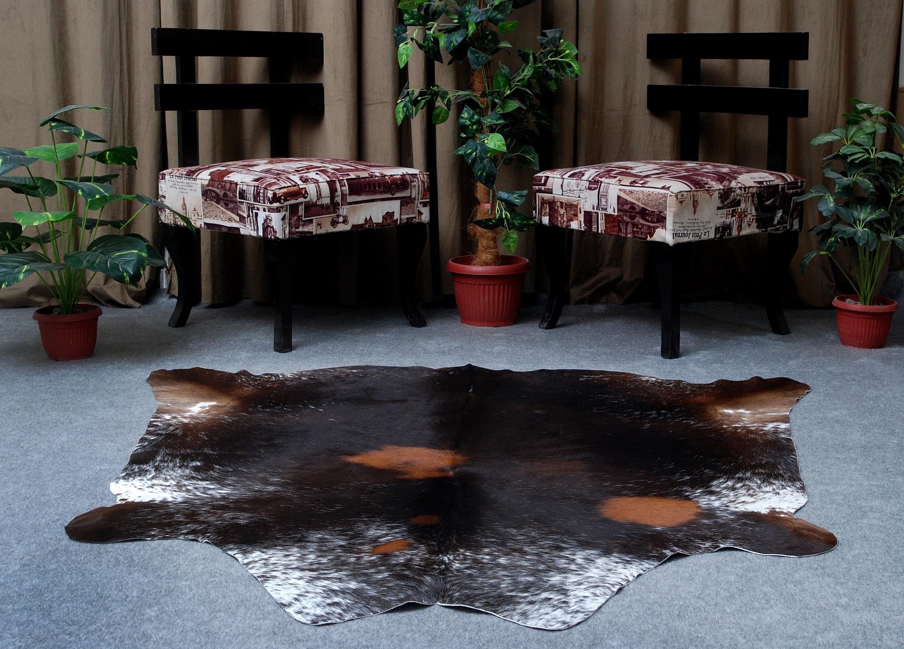 Luxurious Large Dark Brown Cowhide Rug for Bedroom or Living Room - Hypoallergenic, Non Slippery Suede Back, Non Shedding - Free Shipping in