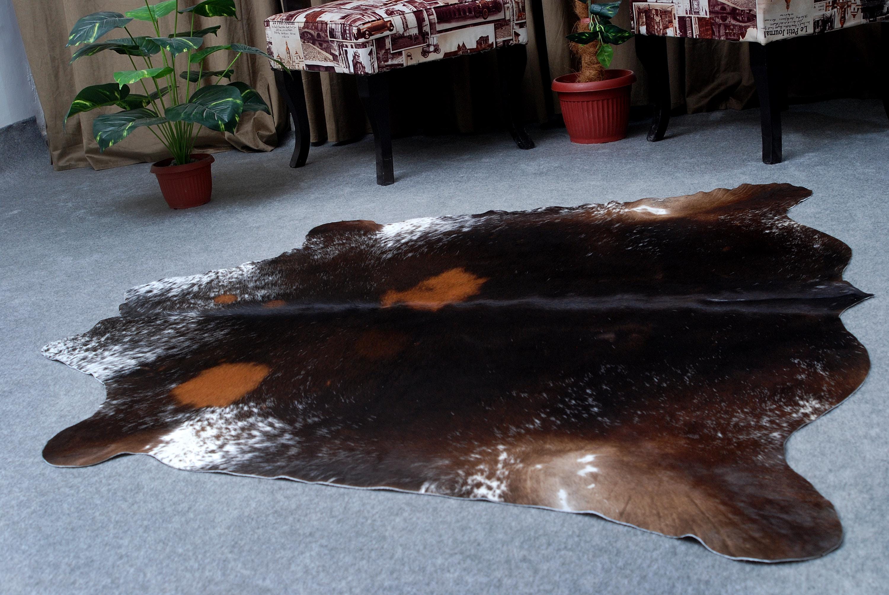 Luxurious Large Dark Brown Cowhide Rug for Bedroom or Living Room - Hypoallergenic, Non Slippery Suede Back, Non Shedding - Free Shipping in