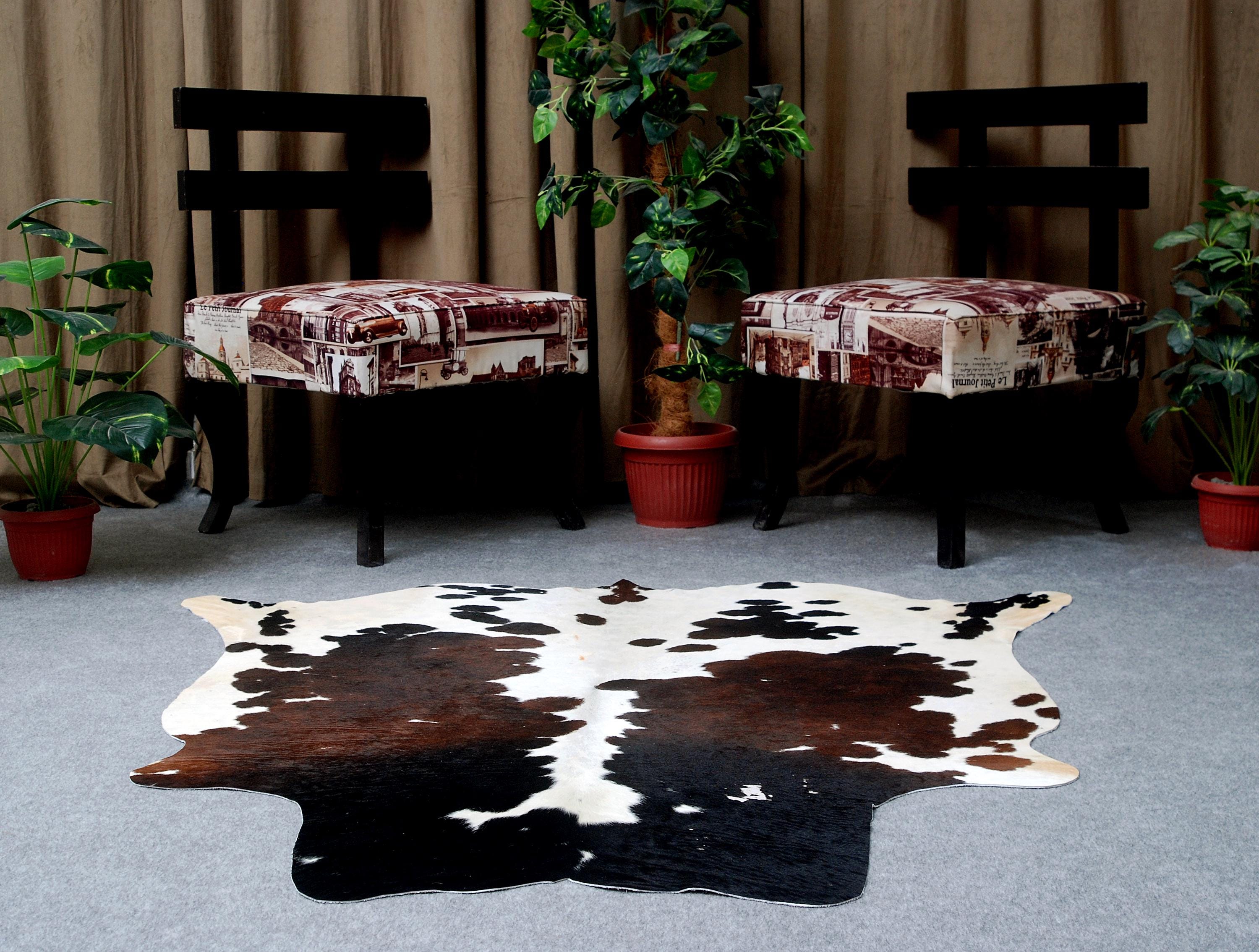 Luxurious Dark Brown Cow Skin Rug - Hypoallergenic, Non-Slip, Natural Hair, Large Size - Bedroom or Living Room Décor