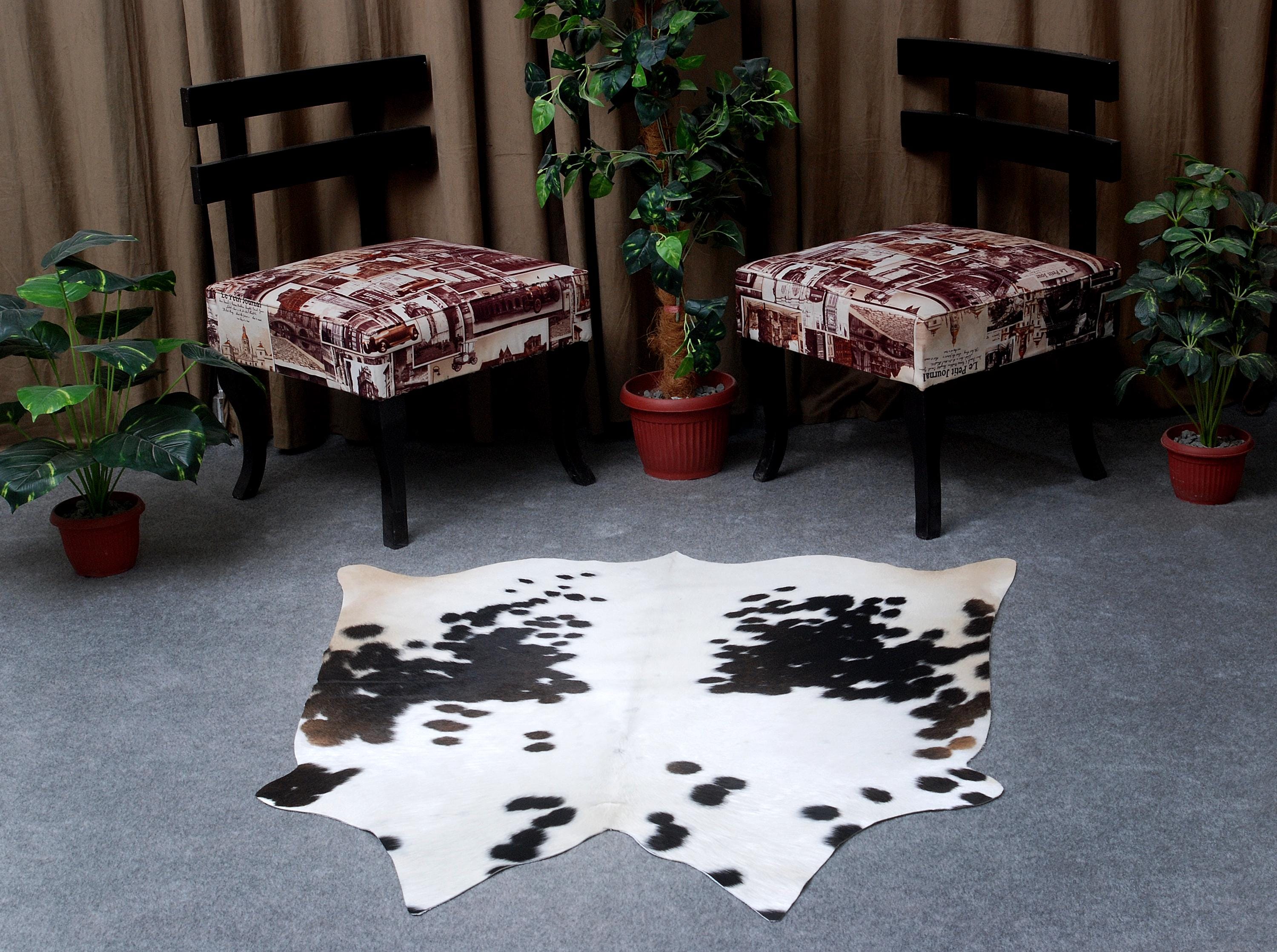 Luxurious Dark Brown Cowhide Rug with Natural Hair for Stylish Bedrooms or Living Rooms - Hypoallergenic & Non-Slip Suede Back