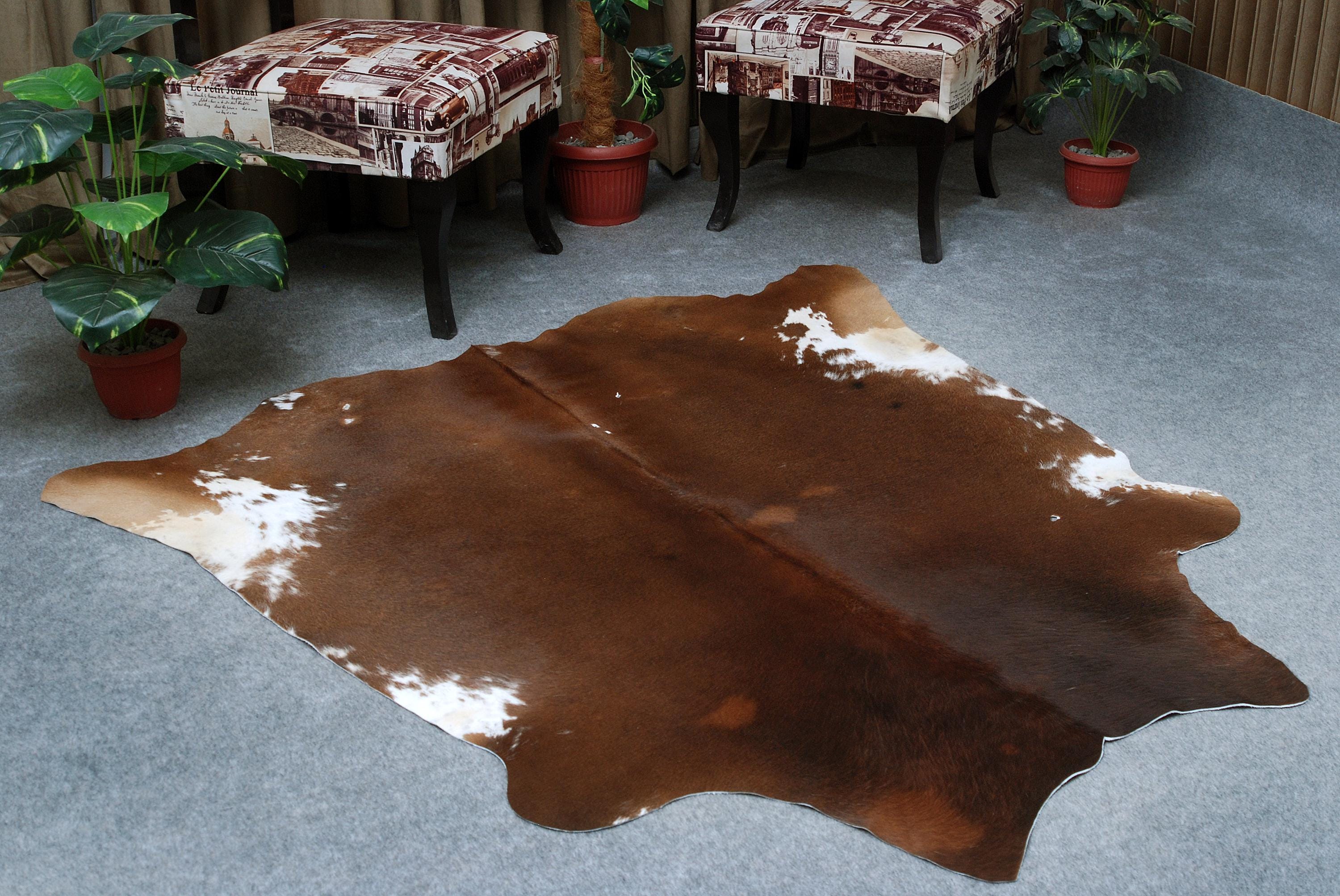 Luxurious Dark Brown Cowhide Rug | Hypoallergenic & Non-Shedding | Large Size for Bedroom or Living Room | Handpicked Premium Quality