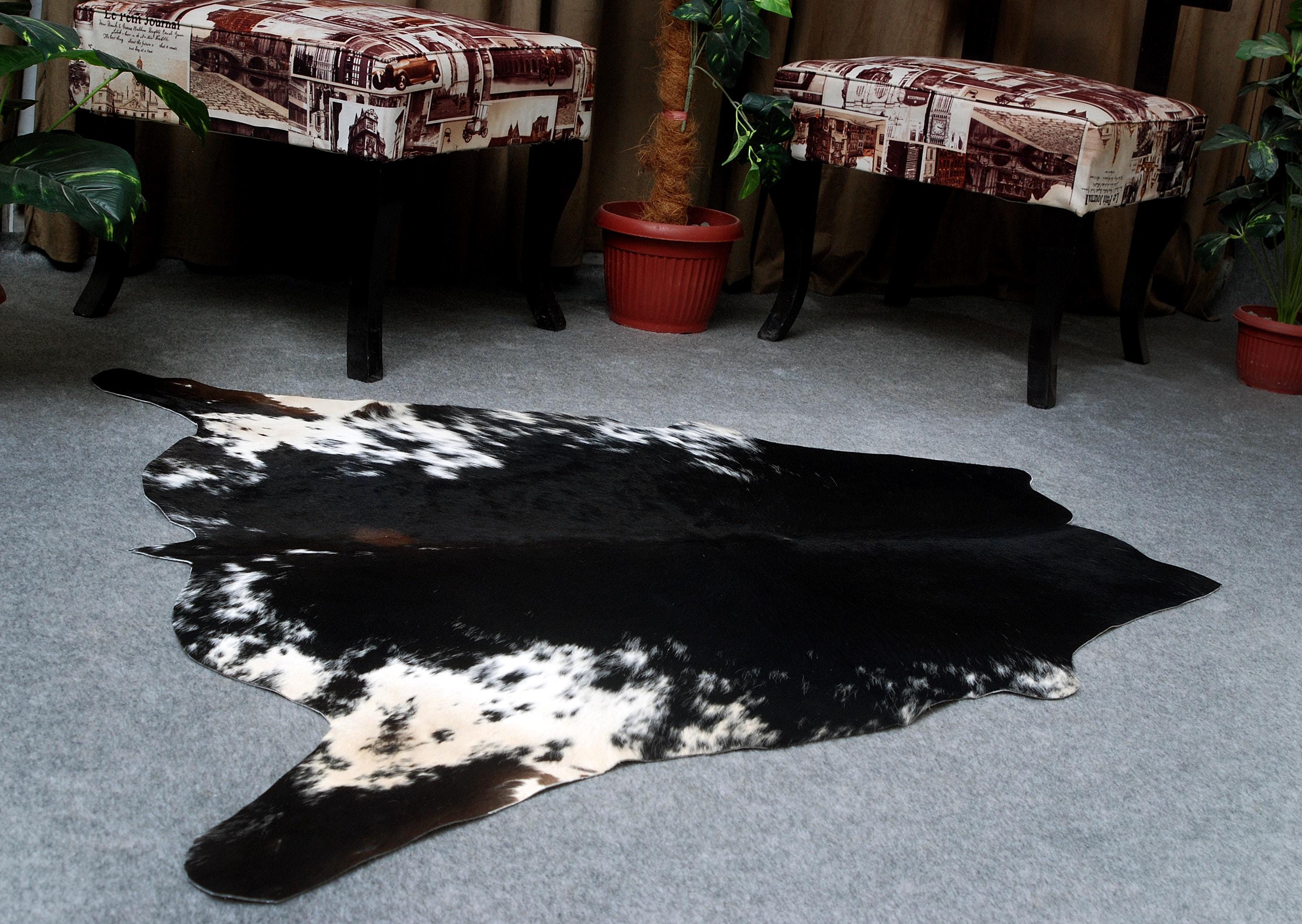 Luxury Dark Brown Cowhide Rug - Handcrafted Hypoallergenic Rug with Natural Dark Brown Hair for Bedroom/Living Room - Medium Size (16-20 sq