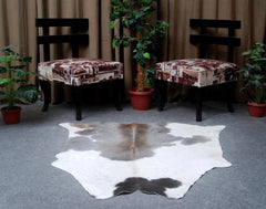 Luxurious Natural Grey & White Cowhide Rug - Hypoallergenic - Durable, Handcrafted with Unique Markings for Home Décor