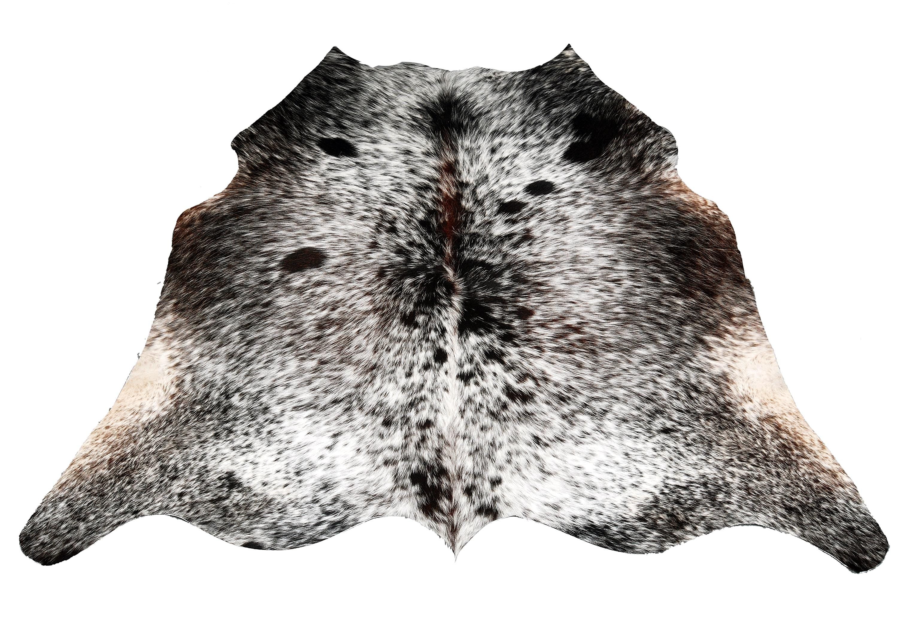 Luxurious Grey & White Cowhide Rug - Hypoallergenic, Non-Slip Backing, Handcrafted Quality, One-of-a-Kind Design with Natural Sheen
