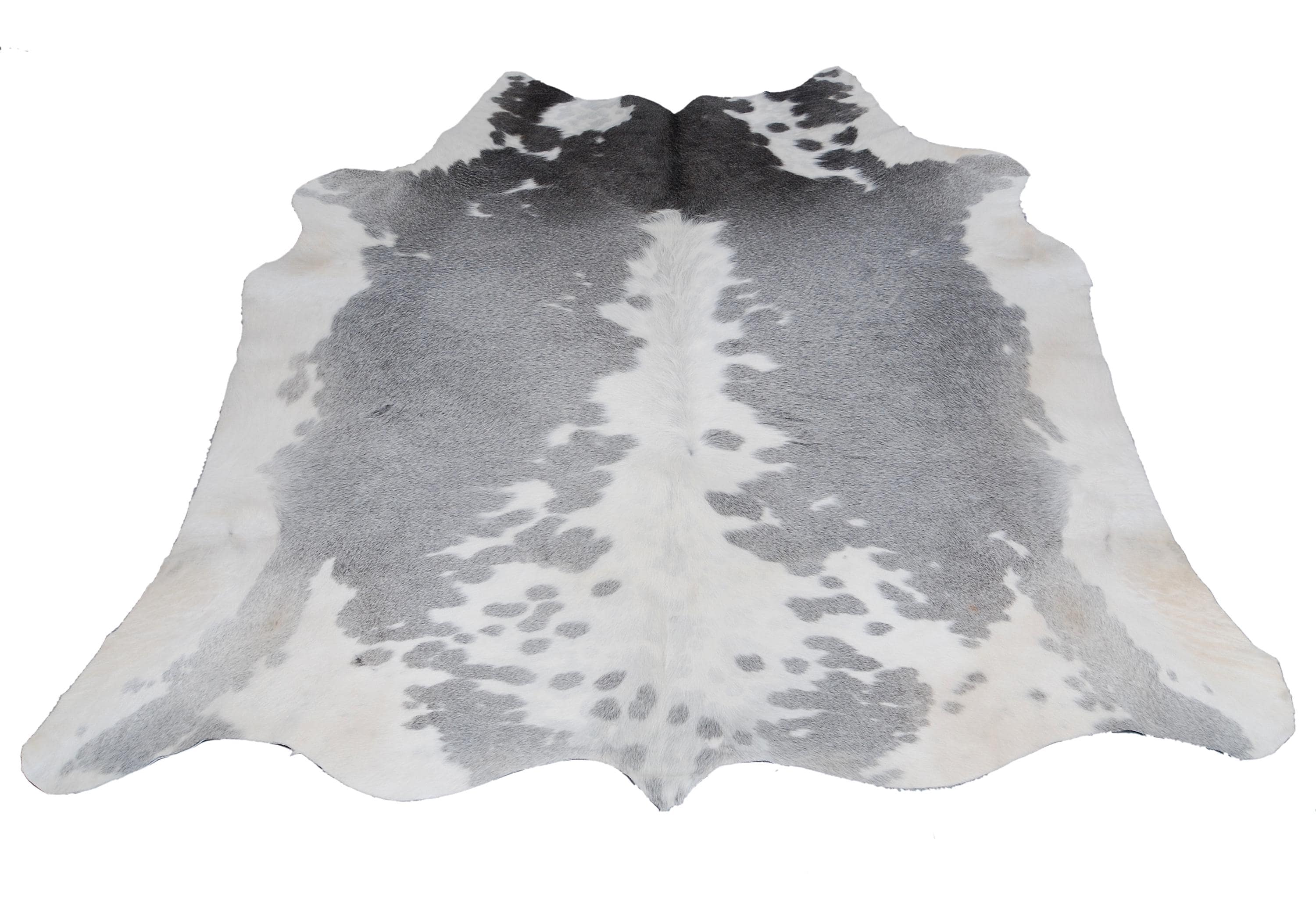 Luxurious Grey & White Spotted Cowhide Rug for Bedroom - Living - Hypoallergenic - Non-Slip - Free UK Shipping - Elegant Home Décor