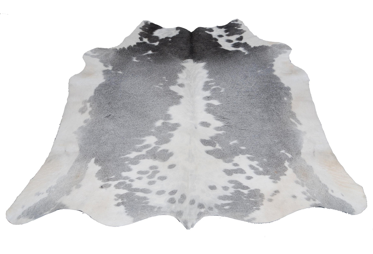 Luxurious Grey & White Spotted Cowhide Rug for Bedroom - Living - Hypoallergenic - Non-Slip - Free UK Shipping - Elegant Home Décor