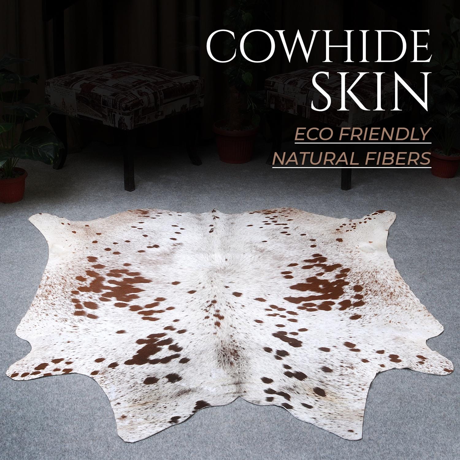 Luxury Brown & White Large Cowhide Rug Hypoallergenic Non-Slip Non-Shedding Soft Natural Hair Free Shipping Top Quality Rug