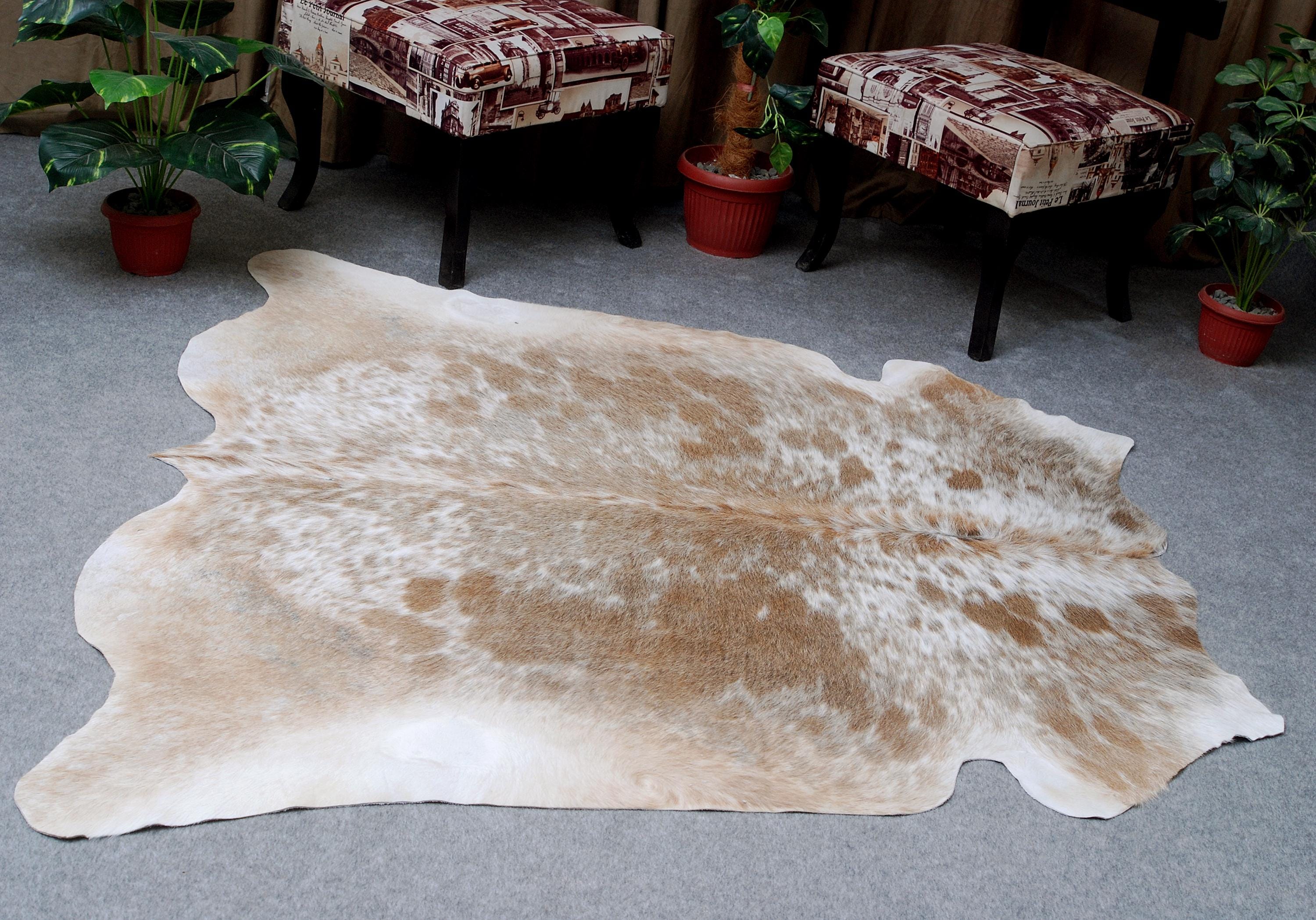 Luxury Brown & White Cowhide Rug - Large Size - Hypoallergenic, Non-Slip, Non-Shedding - Perfect for Home Decor - Upholstery
