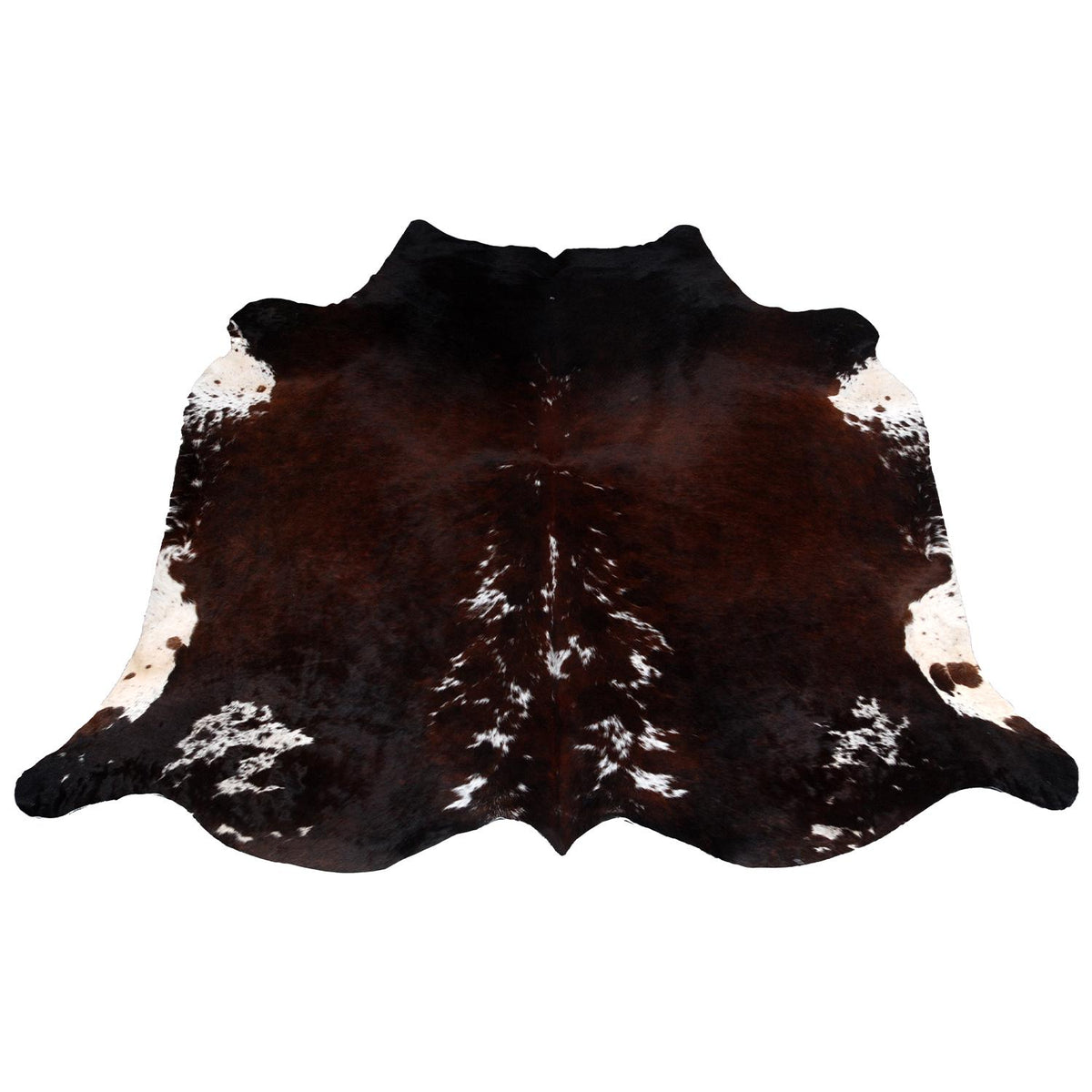 Luxurious Dark Brown & White Cowhide Rug - Hypoallergenic Brazilian Hide with Non-Slip Backing - Premium Extra Large Size - Free Shipping in