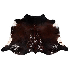 Luxurious Dark Brown & White Cowhide Rug - Hypoallergenic Brazilian Hide with Non-Slip Backing - Premium Extra Large Size - Free Shipping in