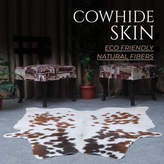 Luxurious Dark Brown & White Cowhide Rug - Hypoallergenic, Non Slippery Suede Back, Large Animal Print Carpet for Lounge