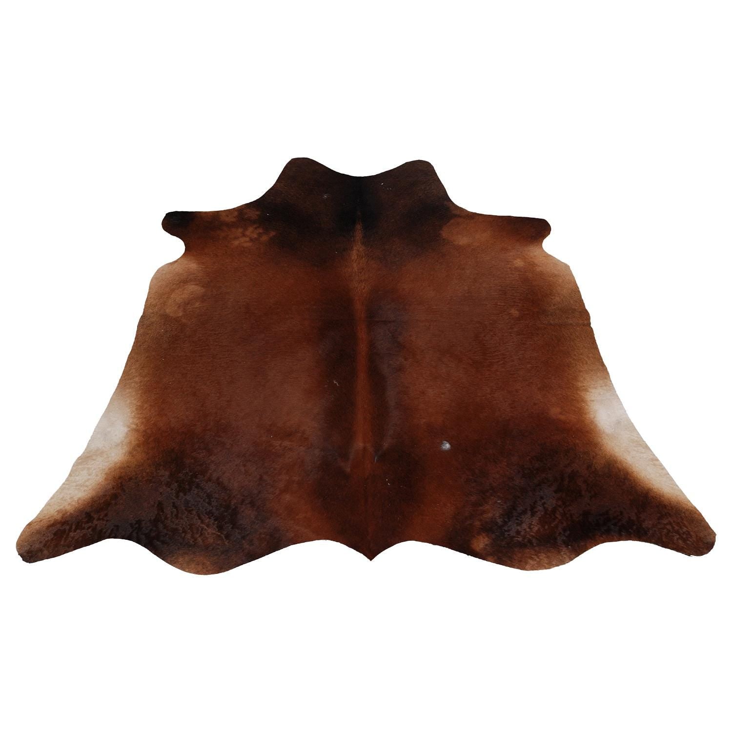 Luxurious Large Cowhide Rug: Dark Brown & White Hair Centerpiece, Hypoallergenic, Non-Slip Back, Non-Shedding - Free Shipping!