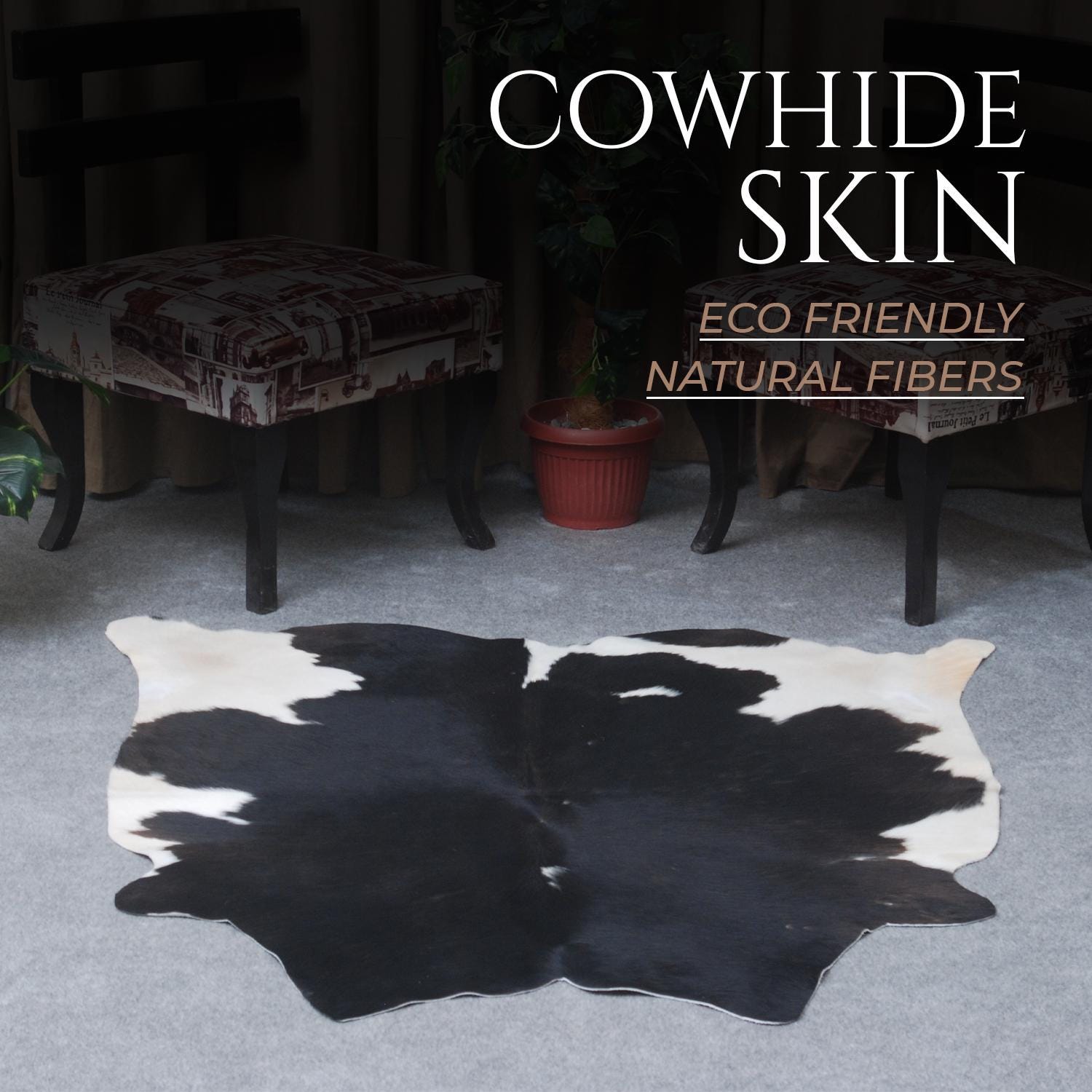 Luxurious Dark Brown & White Cowhide Rug | Hypoallergenic, Non Slip, Non Shedding | Hand selected from Premium Hides | Free Shipping across