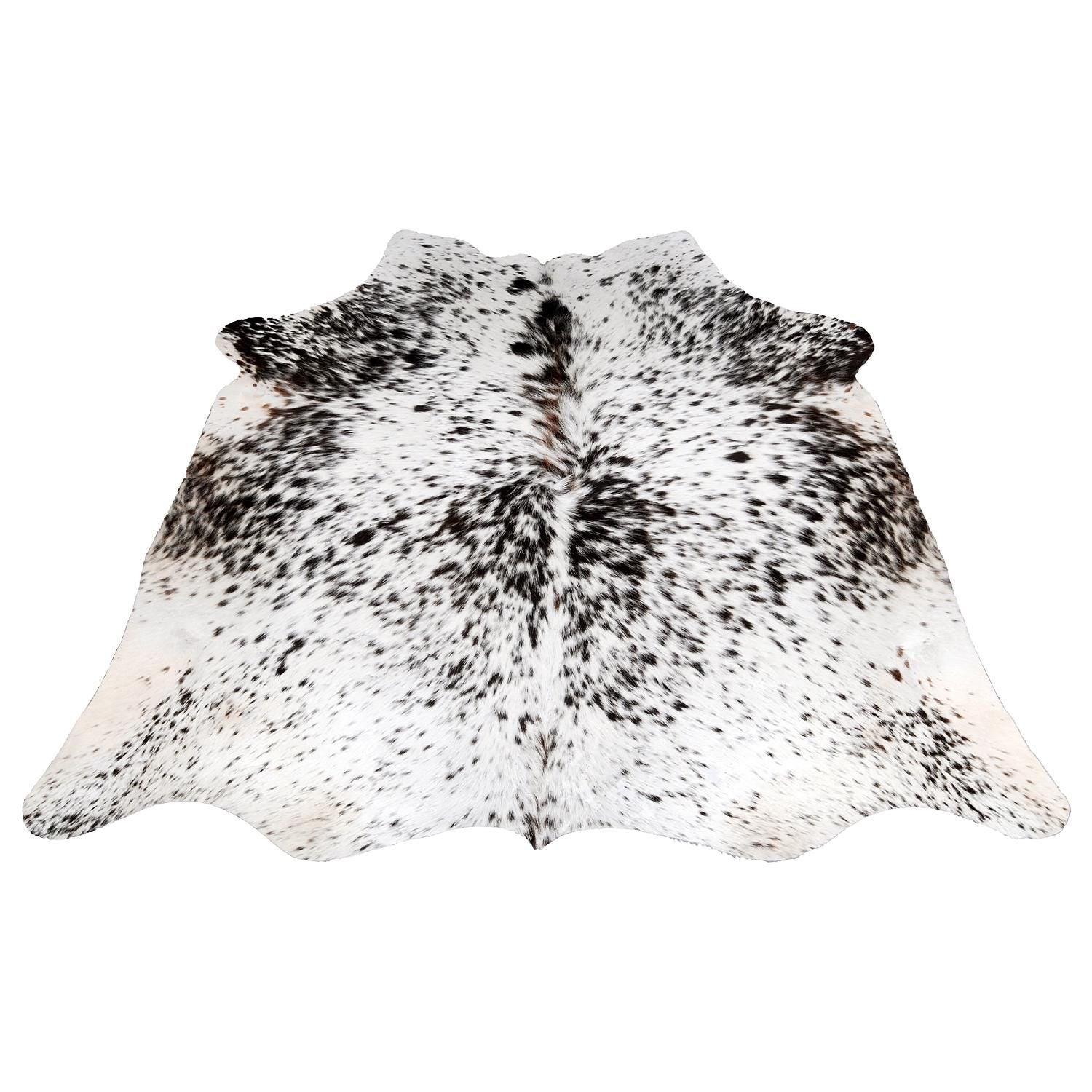Luxurious Black & White Cowhide Rug - Hypoallergenic Medium Size with Unique Markings - Handcrafted Natural Beauty for Home Decor