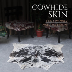 Luxury Handcrafted Brown and White Cowhide Rug - Hypoallergenic, Non-Slip Backing, Unique Natural Beauty, Durable and Versatile
