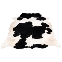 Luxury Black and White Cowhide Rug - Hypoallergenic & Non-Slip Backing, Handcrafted Natural Hide, Unique Markings, Durable and Versatile Rug