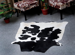 Luxurious Medium Salt & Pepper Cowhide Rug - Hypoallergenic, Non-Slip Backing, Handcrafted Natural Hide, Unique Black - White Markings,