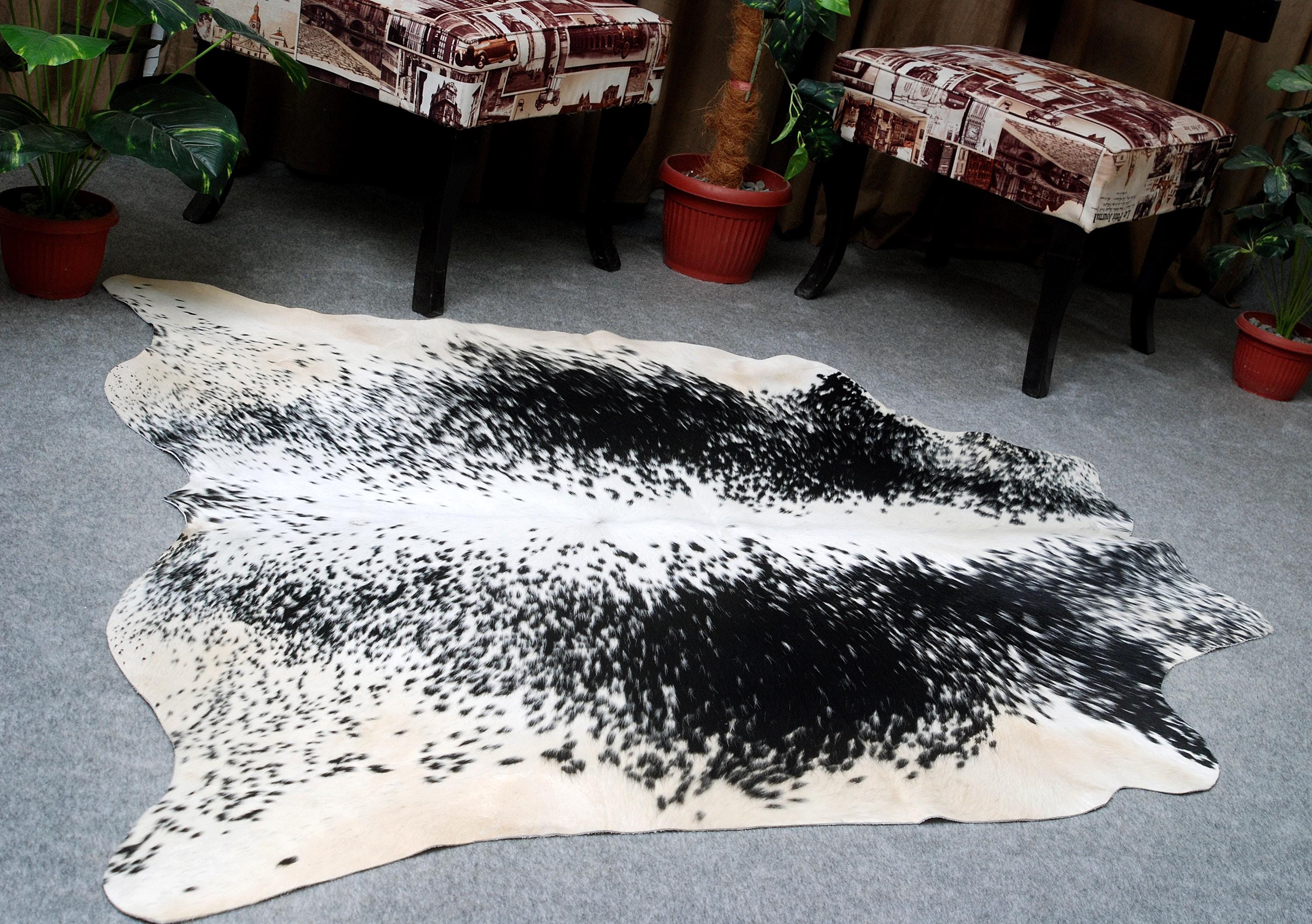 Luxurious Black & White Cowhide Rug: Hypoallergenic, Non-Slip Back, Unique Natural Beauty - Ideal for Bedroom - Living Room Decor