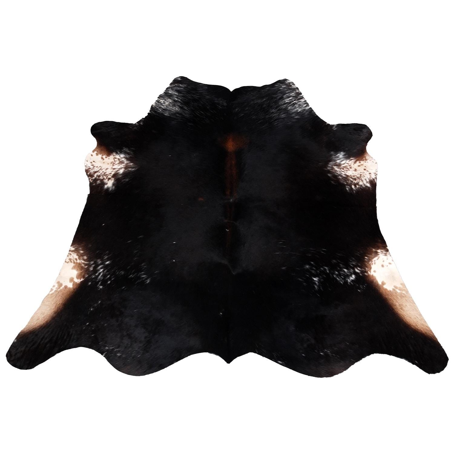 Exquisite Dark Brown & White Cowhide Rug | Hypoallergenic - Durable | Handcrafted Luxury with Unique Beauty | Medium Size Rug | Non-Slip