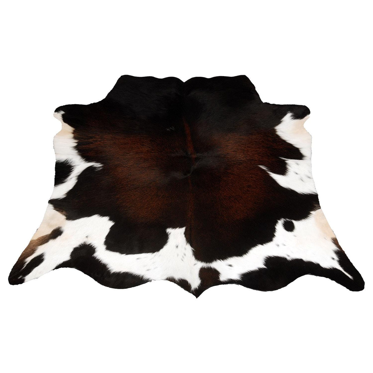 Luxurious Dark Brown & White Cowhide Rug | Medium Size Area Rug with Hypoallergenic, Non-Slip Backing | Handcrafted Natural Hide for Rustic