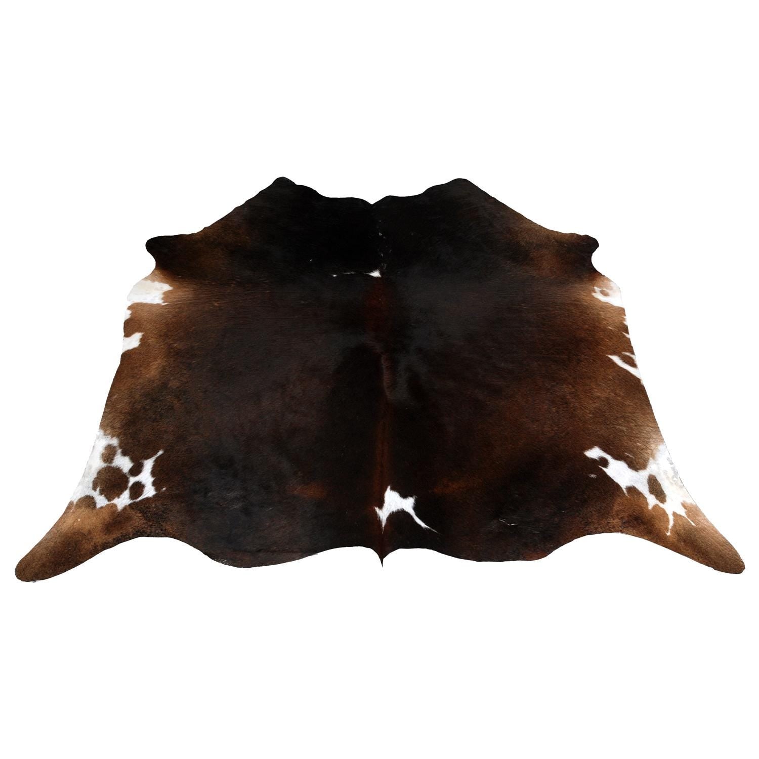 Elegant Dark Brown & White Cowhide Rug - Hypoallergenic, Non Slippery Suede Back, Handselected from Premium Hides - Free Shipping in UK
