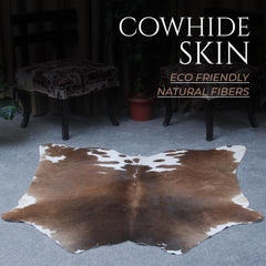 Luxurious Handselected Dark Brown & White Cowhide Rug for Bedroom Decor - Extra Large Hypoallergenic Non Slippery Area Rug - Free Shipping