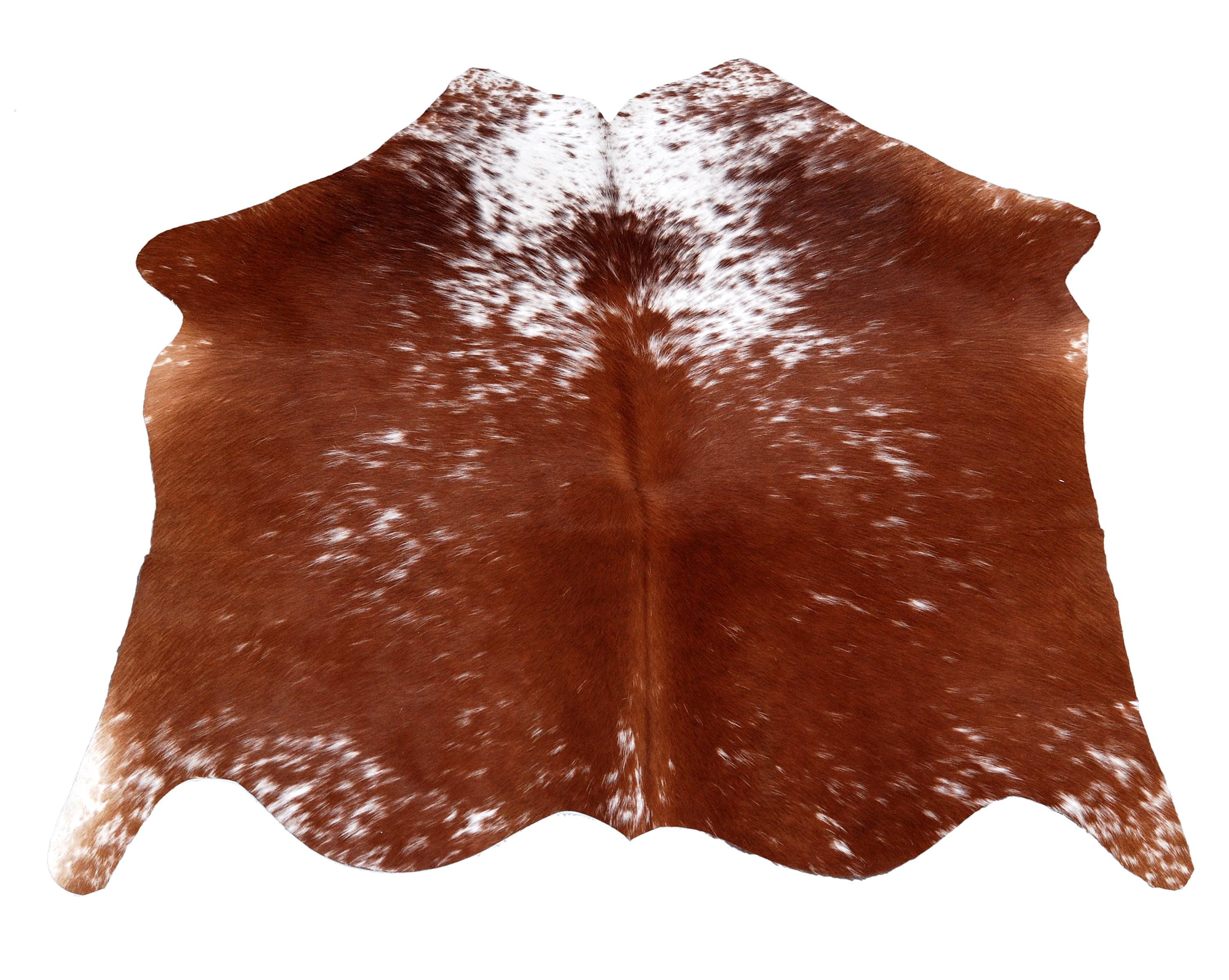 Luxury Brown & White Cowhide Rug - Hypoallergenic Non Slippery Suede Back - Handcrafted Natural Hide Carpet for Bedroom Living Room
