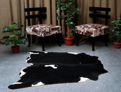 Luxurious Black & White Cowhide Rug for Bedroom - Living Room - Hypoallergenic, Non-Slip, Unique Natural Beauty - Free Shipping in UK!
