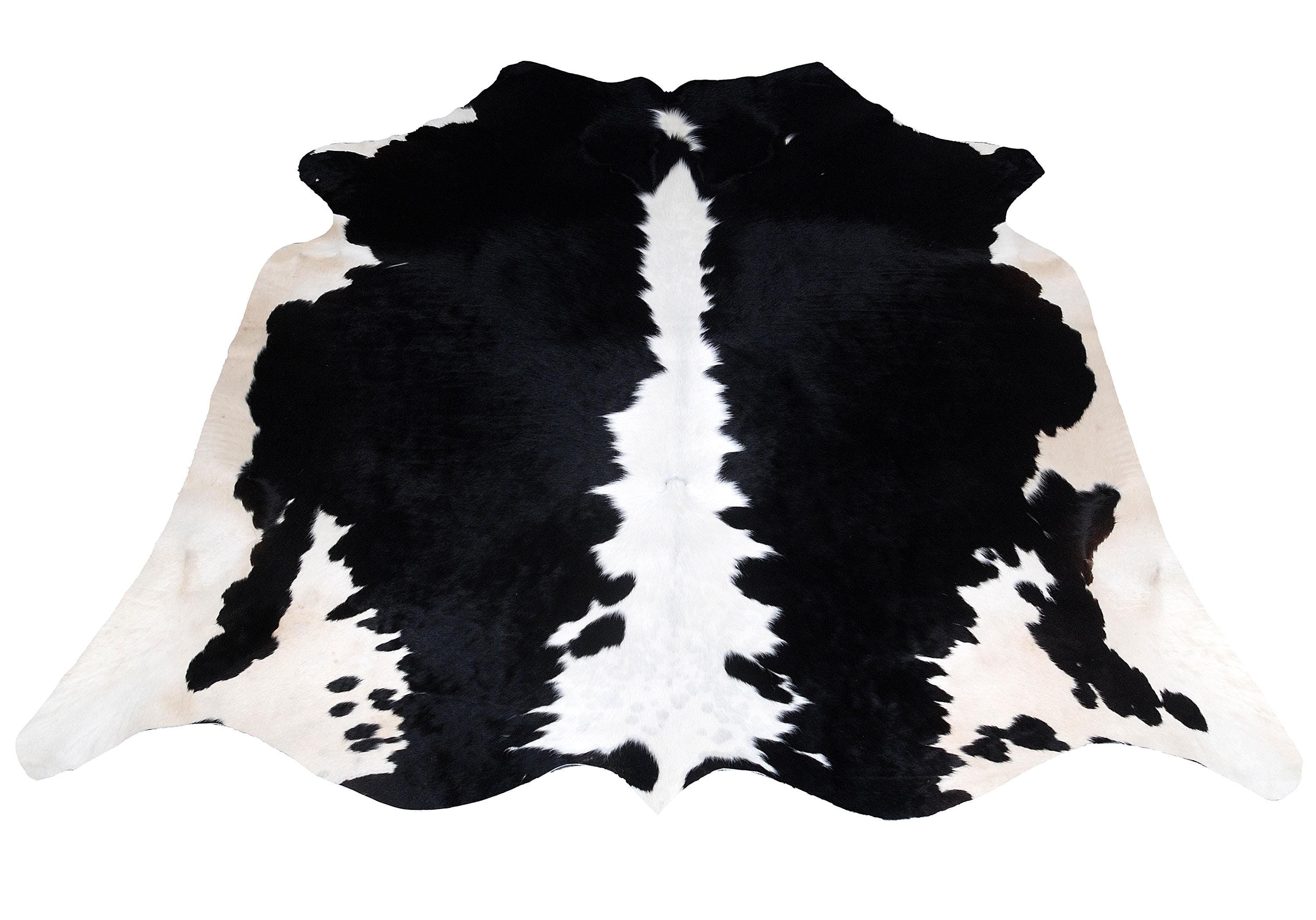 Luxurious Black & White Cowhide Rug | Large Spotted Hair Rug for Bedroom/Living Room | Hypoallergenic - Non-Slip Suede Back | Unique Natural