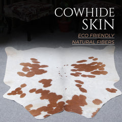 Luxury Brown & White Cowhide Rug for Bedroom - Living Room - Hypoallergenic, Non-Slip, Non-Shedding - Top Quality - Free Shipping in UK