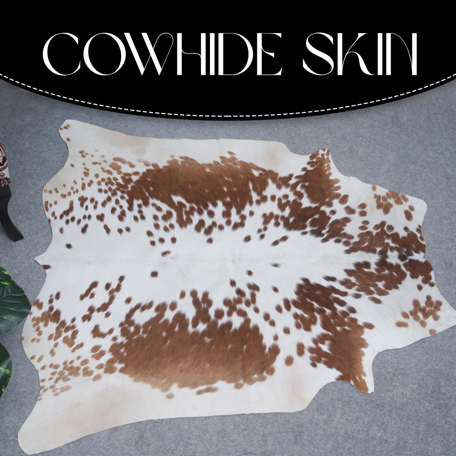 Luxury Large Brown & White Cowhide Rug - Hypoallergenic - Non-Slippery Suede Back - Perfect for Bedroom - Living Room - Free Shipping!