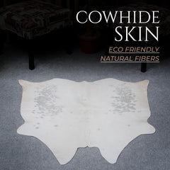 Luxurious Medium Grey and White Cowhide Rug: Hypoallergenic, Non-Slip Backing, Handcrafted from 100% Natural Hides - Unique and Versatile