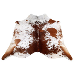 Luxury Brown & White Cowhide Rug - Hypoallergenic Non-Slip Backing - Handcrafted Natural Hide - Durable - Versatile Rustic Charm